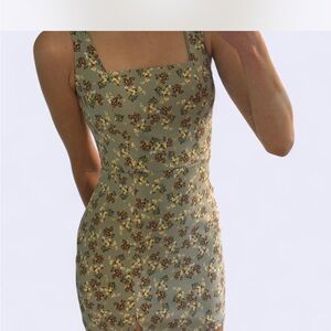 Trixxi Green Sheath Mini Dress Sleeveless Square Neck